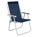 Ver imagem 1 de Cadeira De Praia Azul Marinho Alumínio Conforto 110kgs Mor