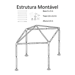 Tenda Gazebo Mor Rafia Branca 2,40x3 Metros Estrutura em Aço - 4