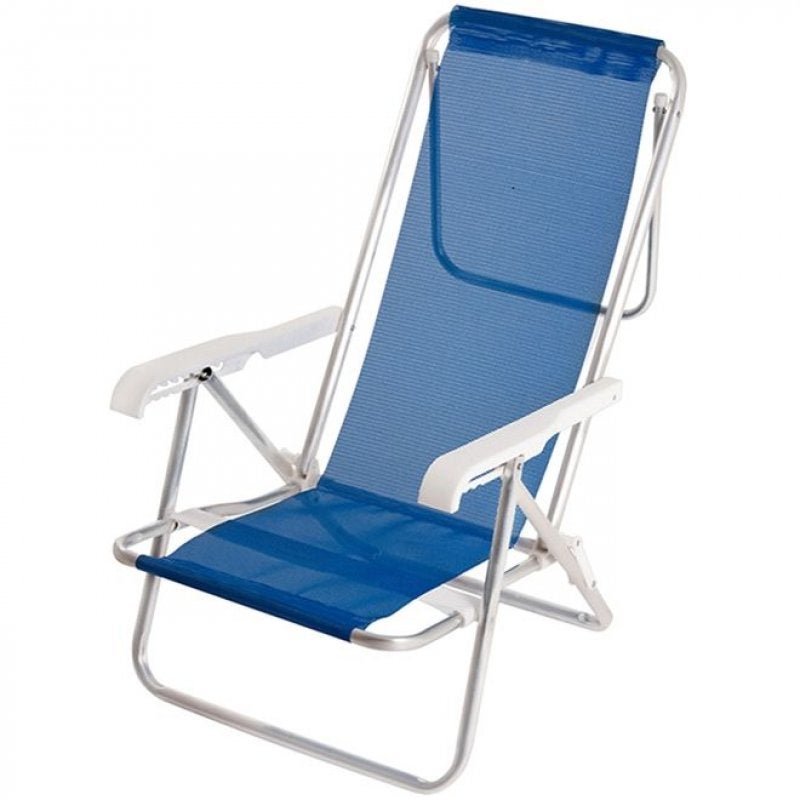 Cadeira de Praia Sannet Alumínio Reclinável 8 Pos Azul Mor