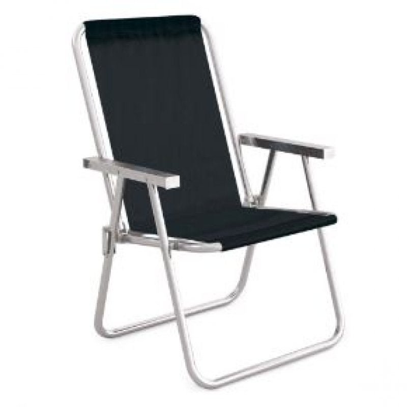 Cadeira De Praia Preta Alumínio Conforto 110kgs Mor - 3
