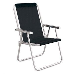 Cadeira De Praia Preta Alumínio Conforto 110kgs Mor