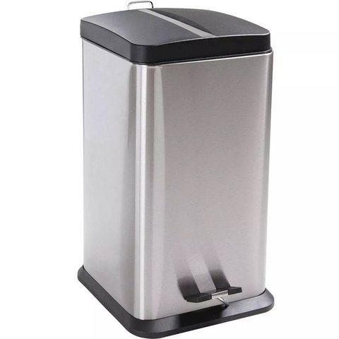 Lixeira Quadrada a Pedal 20 Litros Linha Jaspe Aço Inox - Mor