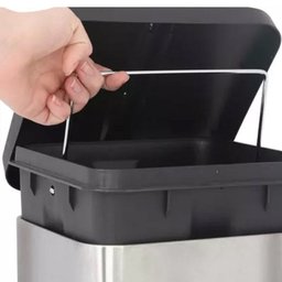 Lixeira Quadrada a Pedal 20 Litros Linha Jaspe Aço Inox - Mor - 3