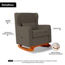 Ver imagem 6 de Poltrona de Amamentação e Descanso Zoe com Base Balanço e Puff Linho Cacau - Desk Design
