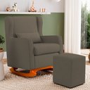 Ver imagem 2 de Poltrona de Amamentação e Descanso Zoe com Base Balanço e Puff Linho Cacau - Desk Design