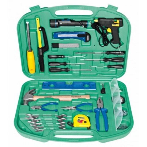Maleta Ferramentas 65 Peças Tramontina Lanterna, Alicate, Chaves e Cola Quente