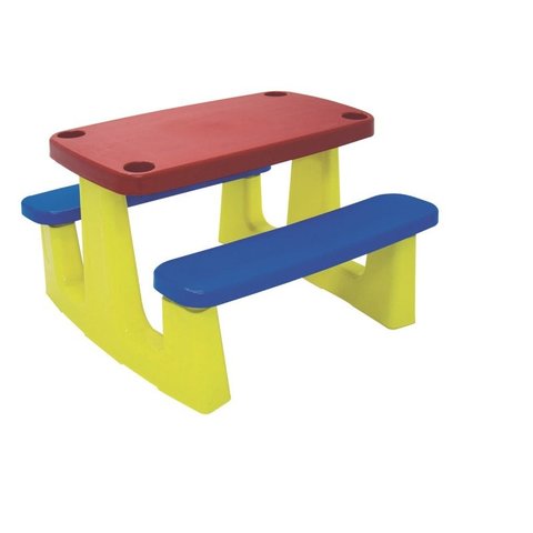 Mesa Tampo Vermelho E Banquetas Azuis Embutidas Infantil Picnic - Tramontina