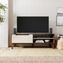 Ver imagem 1 de Rack para Tv até 60 Pol com 1 Porta Arica - Amêndoa/off White