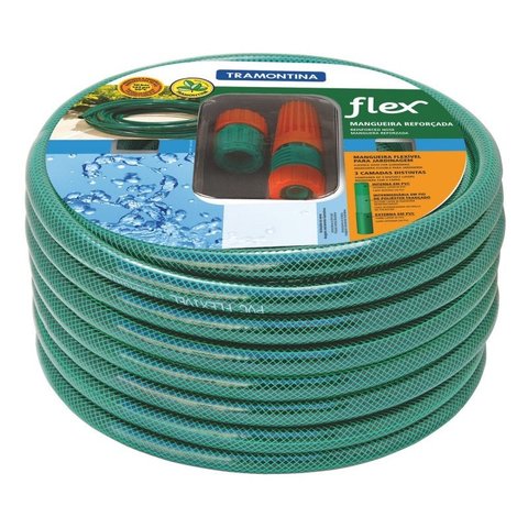 Mangueira Flex Pvc 30 Metros Para Jardim com Esguicho - Tramontina