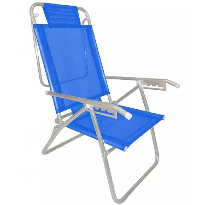 Cadeira Praia Reclinável Alumínio 5 Posições Infinit Up Zaka - Azul