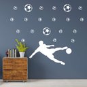 Ver imagem 1 de Kit Adesivos de Parede Bolas de Futebol e Jogador Chute Bola Quarto Menino Kanto Store Adesivo de Pa
