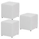 Ver imagem 1 de Kit 3 Puffs Quadrado Decorativo Corino Branco