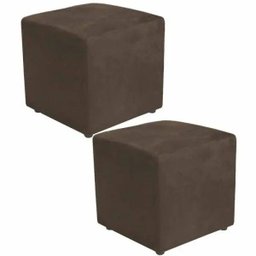 Puff Quadrado Decorativo Suede Marrom - 2