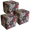 Ver imagem 1 de Kit 3 Puffs Quadrado Decorativo Tecido Floral Vermelho