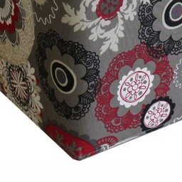 Kit 3 Puffs Quadrado Decorativo Tecido Floral Vermelho - 3