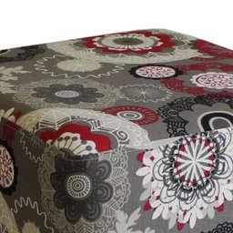 Kit 3 Puffs Quadrado Decorativo Tecido Floral Vermelho - 4