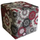 Ver imagem 2 de Kit 3 Puffs Quadrado Decorativo Tecido Floral Vermelho