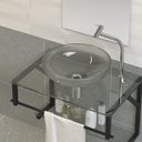 Ver imagem 2 de Gabinete para Banheiro Vidro Glass 60cm Preto com Cuba Incolor