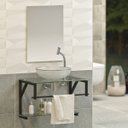 Ver imagem 1 de Gabinete para Banheiro Vidro Glass 60cm Preto com Cuba Incolor