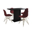 Ver imagem 6 de Mesa Jantar Londres Tampo Preto 120cm 4 Cadeiras Base Dourado Estofado Vermelho