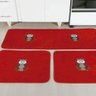 Jogo de Tapetes para Cozinha Antiderrapante Coruja Capacho Passadeira Bordado Peludo Vermelho - 2