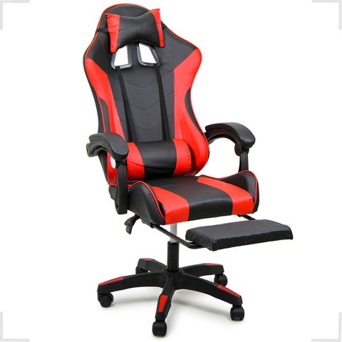 Cadeira Gamer Stillus Ergonômica com Apoio para Os Pés Preta e Vermelho