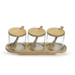 Jogo de Potes de Vidro com Tampa e Suporte 320ml Mimo Style - 1