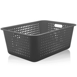 Caixa Organizadora Maxi Grande Organize Cesto Plástico 40l Chumbo - 1