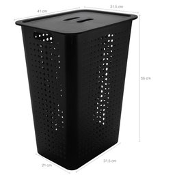 Cesto Para Roupas Organizador Lavanderia 47 Litros Plástico Preto - 2
