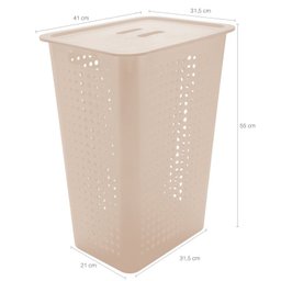 Cesto Para Roupas Organizador Lavanderia 47 Litros Plástico Bege - 2