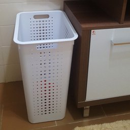 Cesto Para Roupas Organizador Lavanderia 47 Litros Plástico Branco - 4