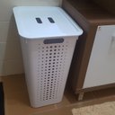 Ver imagem 3 de Cesto Para Roupas Organizador Lavanderia 47 Litros Plástico Branco