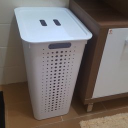 Cesto Para Roupas Organizador Lavanderia 47 Litros Plástico Branco - 3