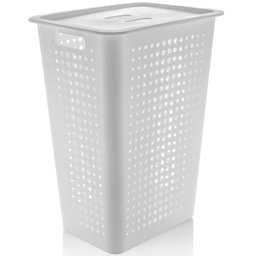 Cesto Para Roupas Organizador Lavanderia 47 Litros Plástico Branco - 1