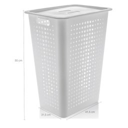 Cesto Para Roupas Organizador Lavanderia 47 Litros Plástico Branco - 2