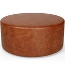 Ver imagem 1 de Puff Redondo Orgânico para Living 90cm Lola W01 Couríssimo Camel - Lyam Decor