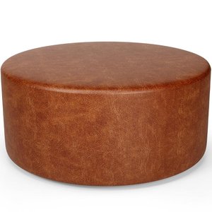 Puff Redondo Orgânico para Living 90cm Lola W01 Couríssimo Camel - Lyam Decor