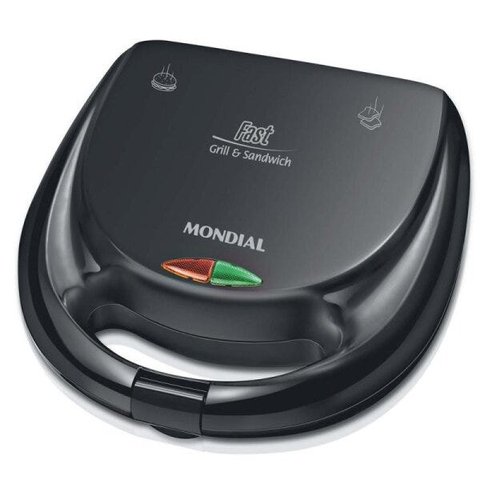 Sanduicheira Fast Grill e Sandwich Mondial S-12 com 750W de Potência - Preta - 110 v