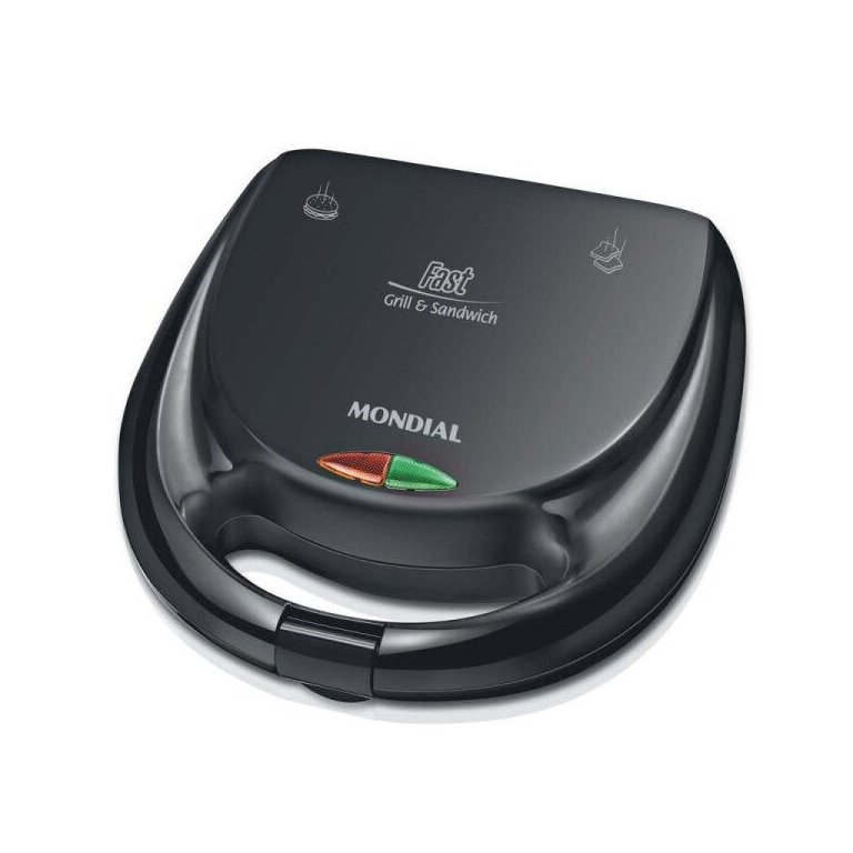 Sanduicheira Fast Grill e Sandwich Mondial S-12 com 750W de Potência - Preta - 110 v