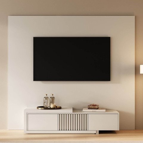 Rack Extensível Ripado com Painel TV até 75 Polegadas 200CMX180CM Aruá CabeCasa MadeiraOriginals