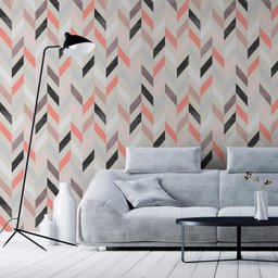 Papel de Parede Geomêtrico Zig Zag Salmão e Rosa-60x300cm - 1