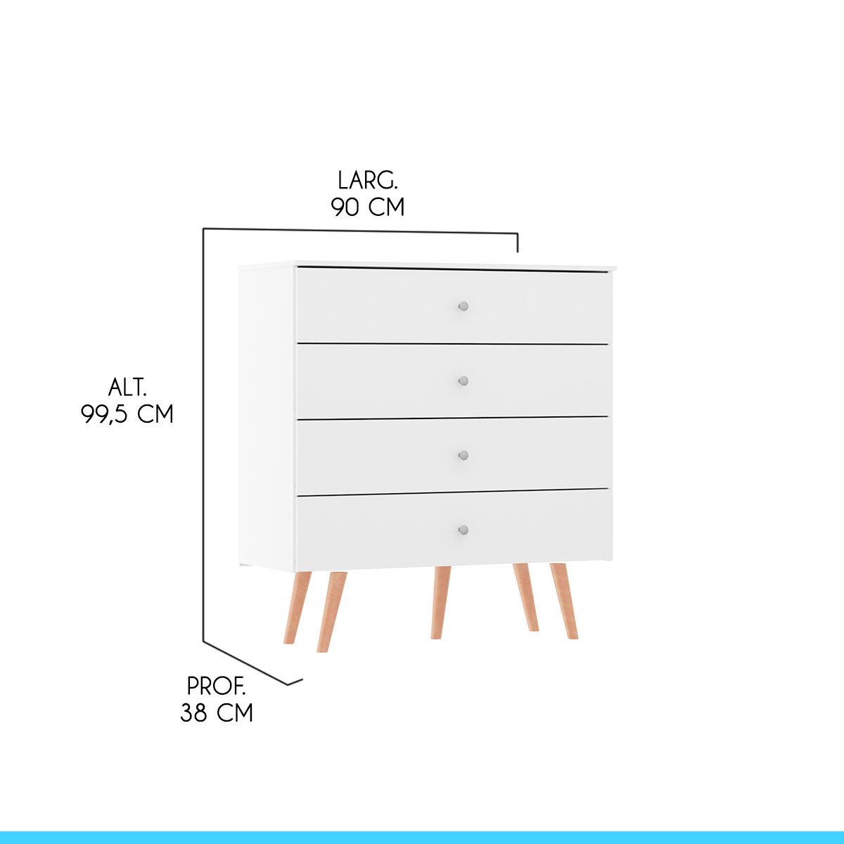 Kit Quarto Solteiro Armário e Cômoda Retrô MDP Branco MENU - 5