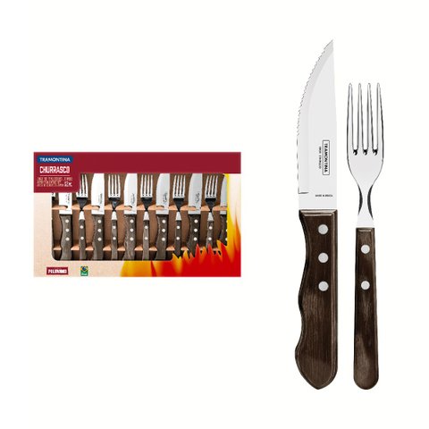 Jogo para Churrasco Tramontina Poliwood, Inox, 12 Peças