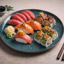 Ver imagem 6 de Conjunto 4 Pratos Rasos para Sushi Cerâmica Orgânico Oceano 26,5cm Azul Porto Brasil