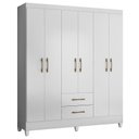 Ver imagem 2 de Guarda Roupa Casal Panamá com Cômoda Ms913 e Armário Multiuso Jade Branco Brilho – Moval