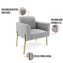 Ver mais imagens de Sofá Namoradeira e 2 Poltronas Pé de Ferro Dourado Marisa Suede Cinza D03 - D'Rossi