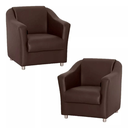 Ver imagem 1 de Kit 2 Poltronas Bia Decorativa Reforçada Recepção Clinica Salão Sala de Estar Courino Marrom