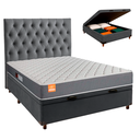 Ver imagem 1 de Conjunto Cama Box Bau Cinza Casal + Colchão D23 Pro Inducol + Cabeceira