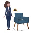 Ver imagem 4 de Poltrona Recepção Camila Suede Azul Marinho Pés Palito - Belliv Decor
