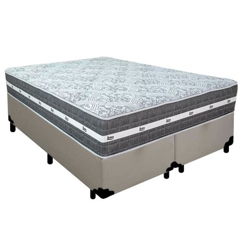 Cama Box Casal Bipartido Sintético + Colchão Anjos Black Graphite Molas Ensacadas 138x188x64cm Cor:b